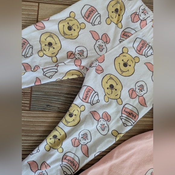 Disney Winnie the Pooh Piglet Honey Bee 2 Piece Short Sleeve Top Pants Set 12 M - Picture 3 of 6